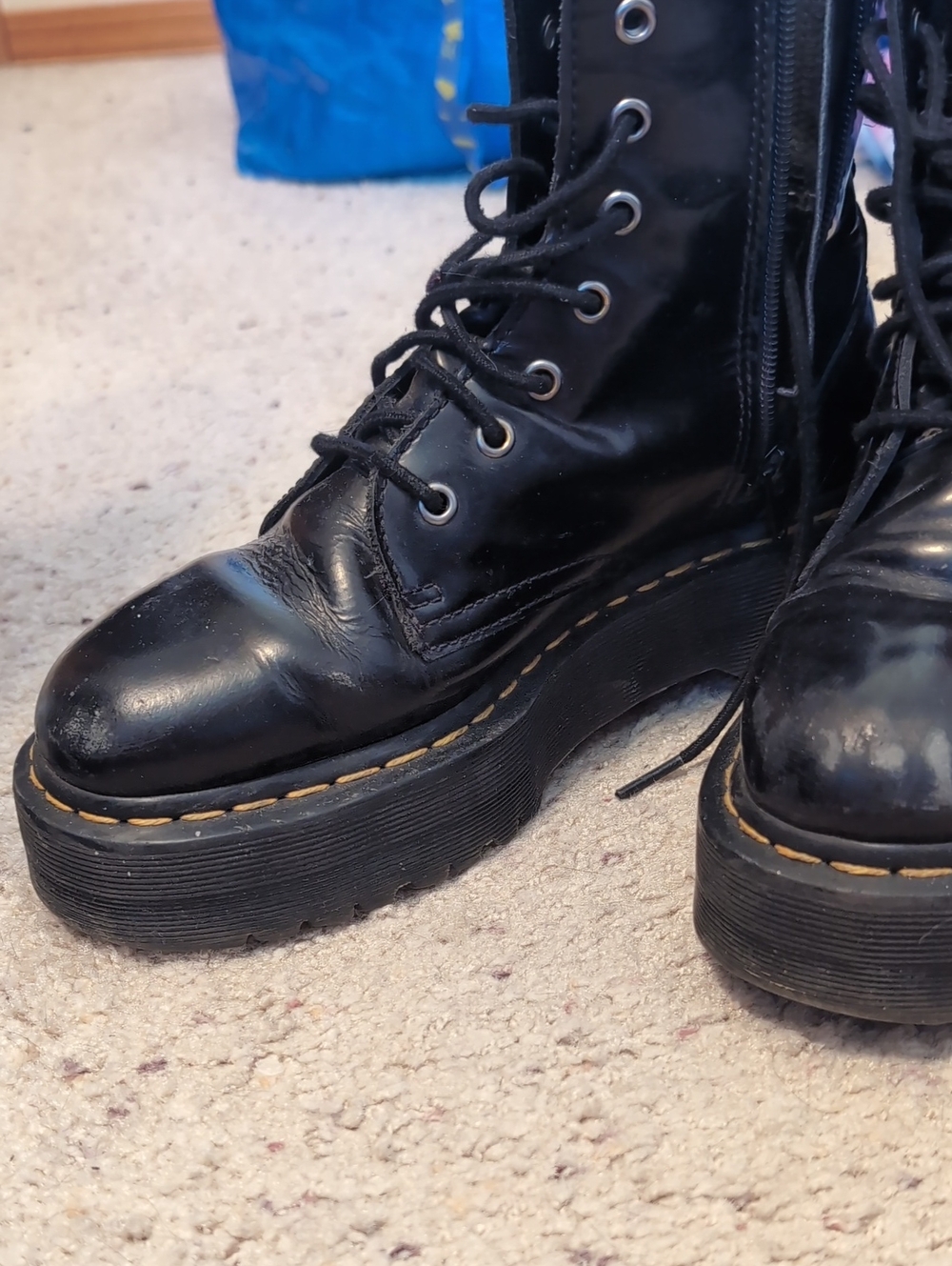 Dr. Martens Black Platform Lace-Up Combat Boots